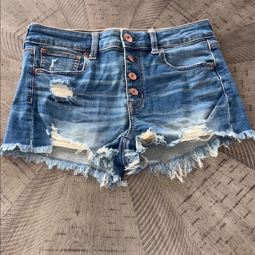 American Eagle Outfitters Blue Jean Shorts Distressed Style